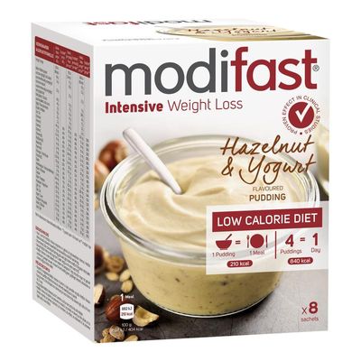 Modifast Intensive pudding hazelnoot & yoghurt 8 zakjes