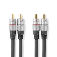 Nedis Stereo-Audiokabel | 2x RCA Male | 2x RCA Male | Verguld | 1.50 m | Rond | Antraciet | Clamshe
