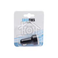 Easyfiks USB Oplader 12V, 3.1A/5V, 2-poort, zwart Universeel USB 50042866