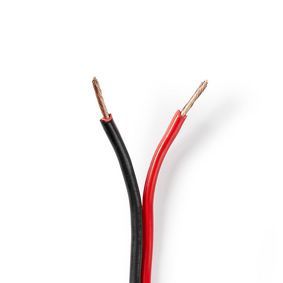Nedis Speaker-Kabel | 2x 1.50 mm² | CCA | 25.0 m | Rond | PVC | Rood / Zwart | Folieverpakking CAGW