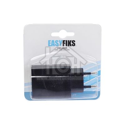 Easyfiks USB Oplader 230V, 4.8A/5V, 4-poort, zwart Universeel USB 50042846