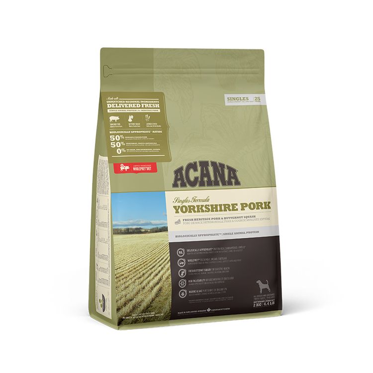 Acana SINGLES Yorkshire Pork 2 kg. Foto van Acana SINGLES Yorkshire Pork 2 kg.