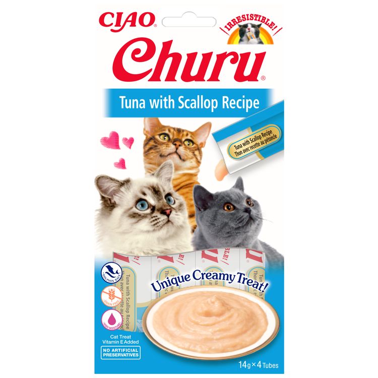 INABA CHURU CAT Tuna With Scallop. Foto van INABA CHURU CAT Tuna With Scallop.