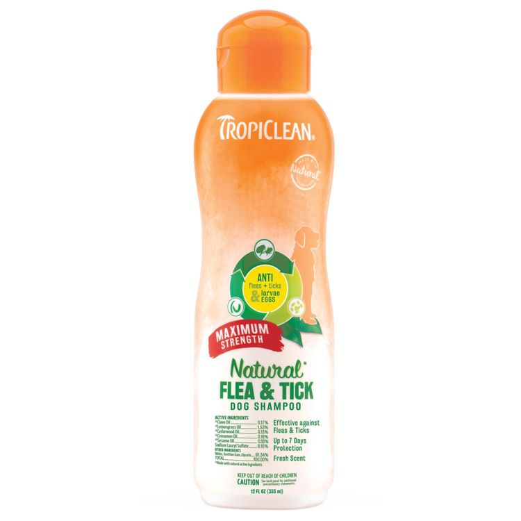 TropiClean Flea & Tick Max Strength Shampoo Foto van TropiClean Flea & Tick Max Strength Shampoo