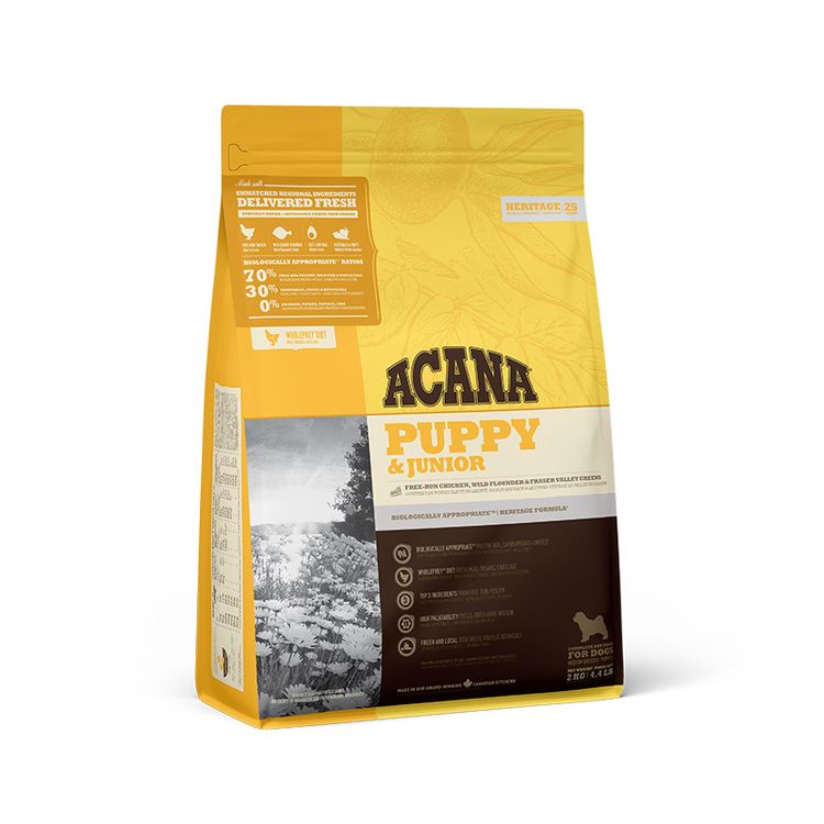 Acana HERITAGE Puppy & Junior 2 kg. Foto van Acana HERITAGE Puppy & Junior 2 kg.
