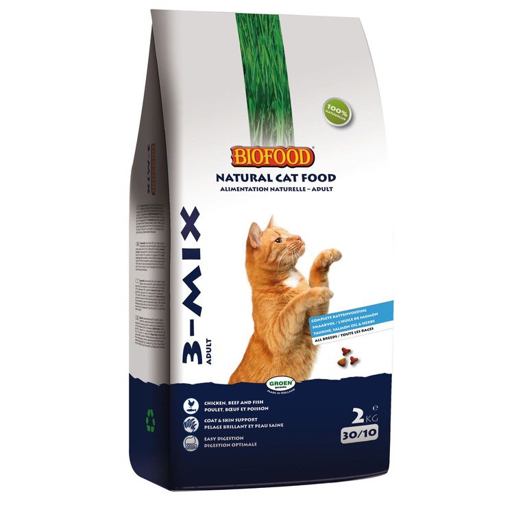 Biofood Kattenbrokjes 3-mix Foto van Biofood Kattenbrokjes 3-mix