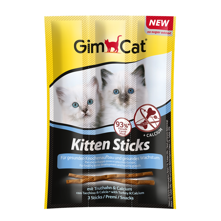 GimCat Kitten Sticks met kalkoen & calcium 3 st. Foto van GimCat Kitten Sticks met kalkoen & calcium 3 st.