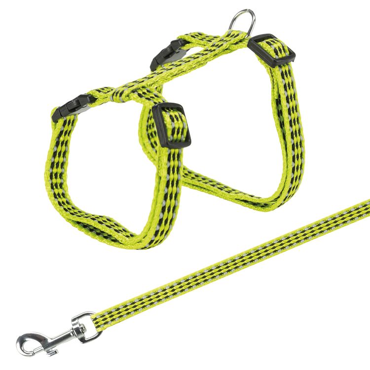 Trixie Kattentuig met riem reflecterend metalen gespen Foto van Trixie Kattentuig met riem reflecterend metalen gespen