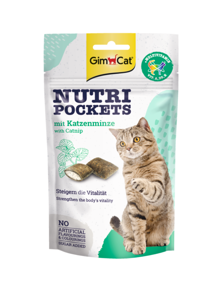 GimCat Nutri Pockets met kattenkruid 60 g Foto van GimCat Nutri Pockets met kattenkruid 60 g