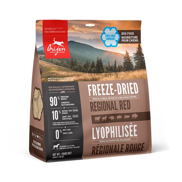 Orijen FREEZE-DRIED FOOD Regional Red 454 gr. Foto van Orijen FREEZE-DRIED FOOD Regional Red 454 gr.