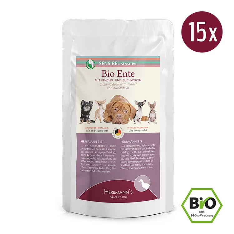 BIO SENSITIVE Duck with Fennel 150 gr. Foto van BIO SENSITIVE Duck with Fennel 150 gr.