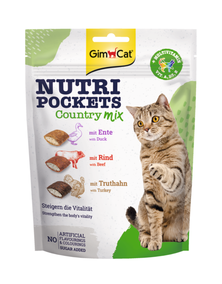 GimCat Nutri Pockets Country Mix 150 g Foto van GimCat Nutri Pockets Country Mix 150 g
