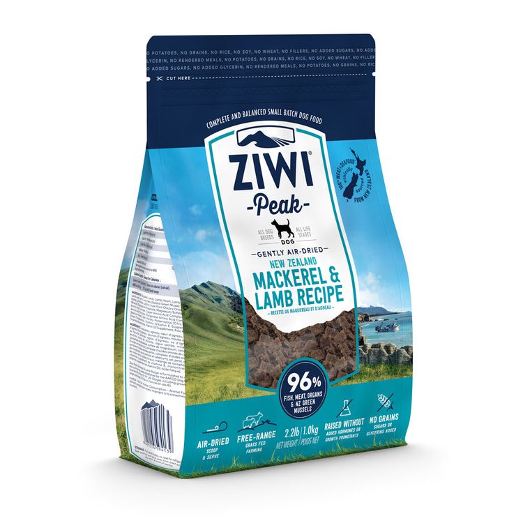 ZIWI Peak Dog Gently Air-Dried Mackerel & Lamb 1 kg. Foto van ZIWI Peak Dog Gently Air-Dried Mackerel & Lamb 1 kg.