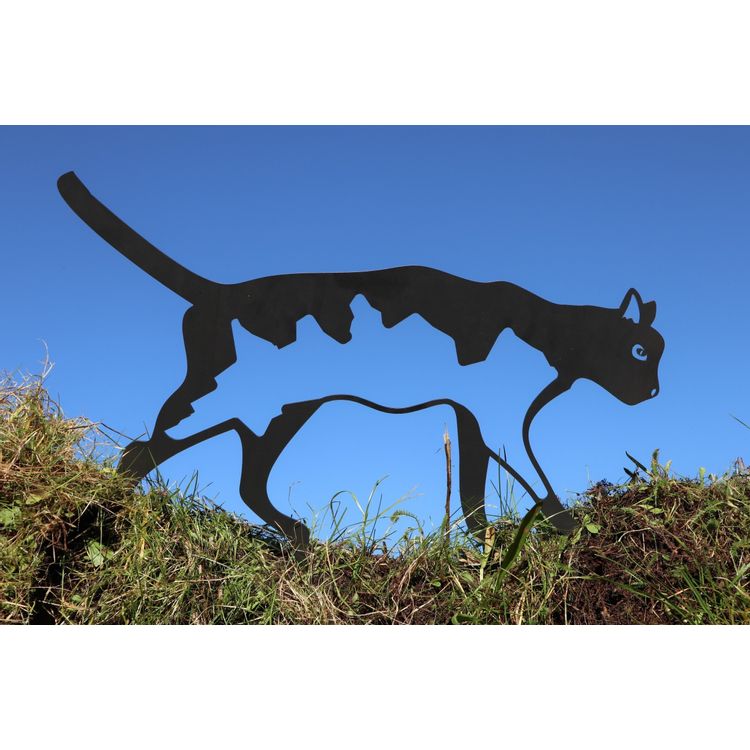 Beeld Cortenstaal - Kat - Zwart Foto van Beeld Cortenstaal - Kat - Zwart