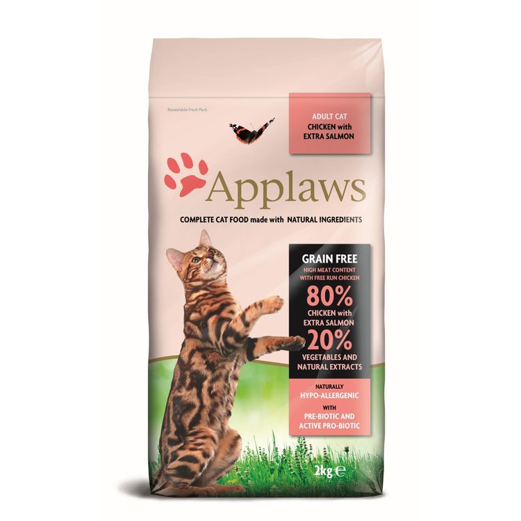 Applaws Kattenvoer Droog Adult Kip & Zalm 2 kg. Foto van Applaws Kattenvoer Droog Adult Kip & Zalm 2 kg.