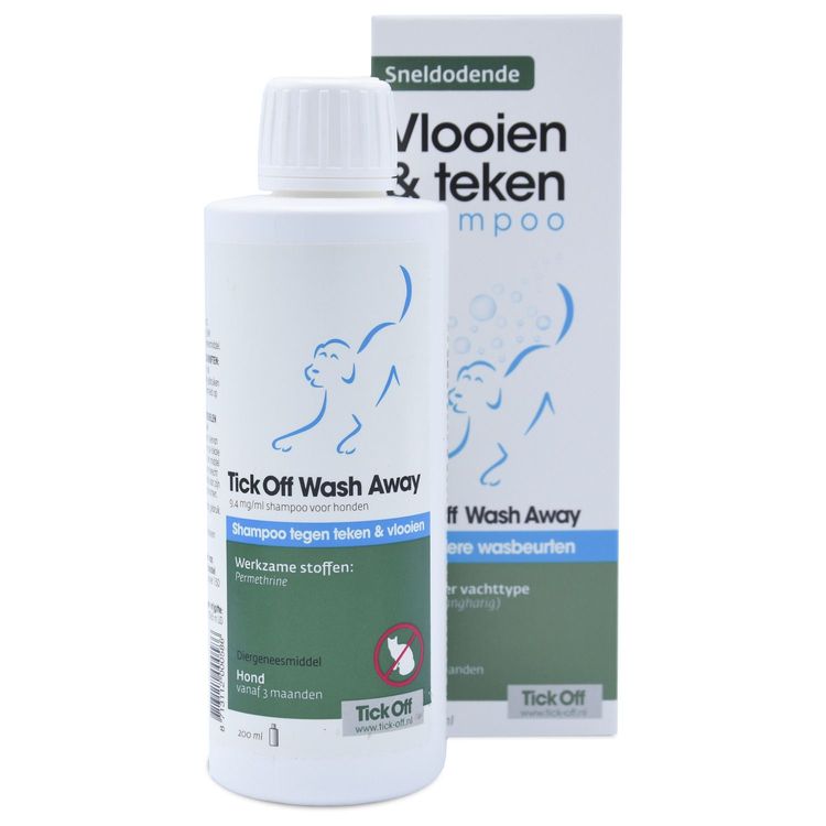 Tick Off Wash away shampoo hond Foto van Tick Off Wash away shampoo hond