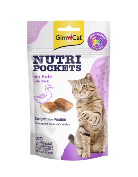 GimCat Nutri Pockets met eend 60 g Foto van GimCat Nutri Pockets met eend 60 g