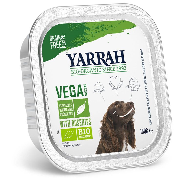 Yarrah Bio Hondenvoer Alucup Brokjes Vega met Rozenbottels Foto van Yarrah Bio Hondenvoer Alucup Brokjes Vega met Rozenbottels