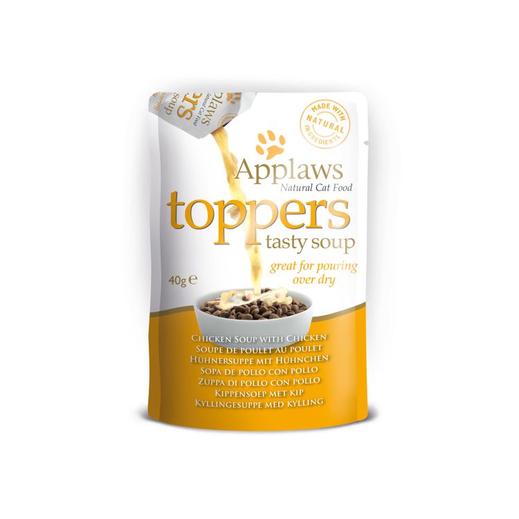 Applaws Kattenvoer TOPPER Kip in Kip Soup 3 x 40 gr. Foto van Applaws Kattenvoer TOPPER Kip in Kip Soup 3 x 40 gr.