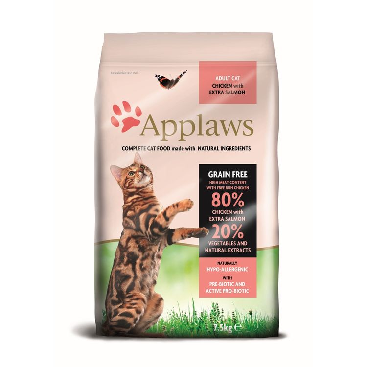 Applaws Kattenvoer Droog Adult Kip & Zalm 7.5 kg. Foto van Applaws Kattenvoer Droog Adult Kip & Zalm 7.5 kg.
