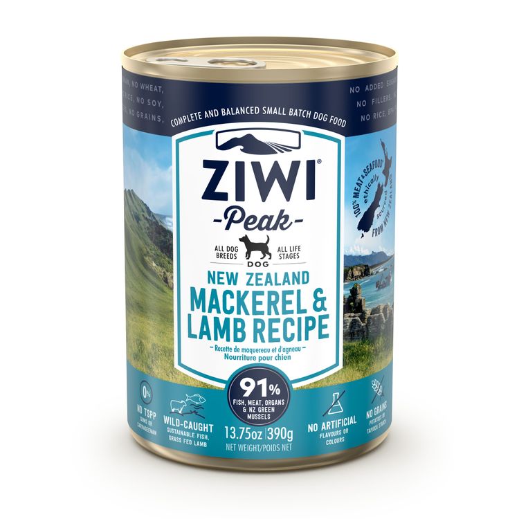 ZIWI Peak Dog Cans Mackerel & Lamb 390 gr. Foto van ZIWI Peak Dog Cans Mackerel & Lamb 390 gr.