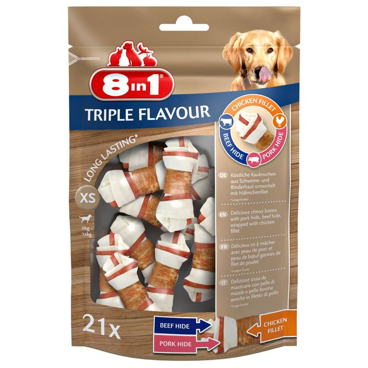 8in1 Delights kauwknoop triple flavour Foto van 8in1 Delights kauwknoop triple flavour