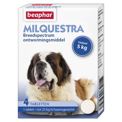 Foto van Beaphar Milquestra ontwormingsmiddel hond 4 tabletten