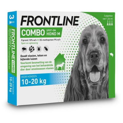 Foto van Frontline Combo spot on Hond Medium 10-20kg 3 pipet