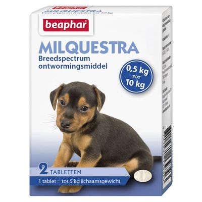 Foto van Beaphar Milquestra ontwormingsmiddel kleine hond/pup 2 tabletten
