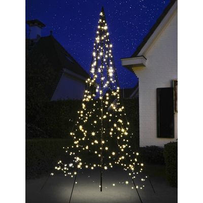 Foto van Fairybell vlaggenmast kerstboom 300 cm hoog met 360 LED lampjes warm wit