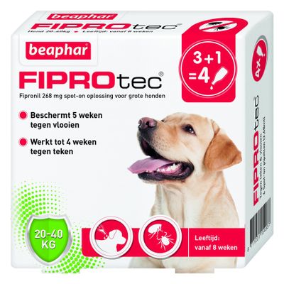 Foto van Beaphar Fiprotec hond vlooien/teken 20-40kg 4 pipet