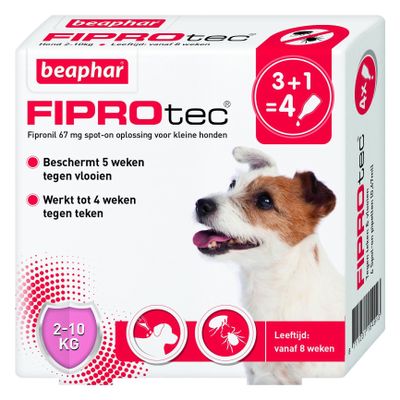 Foto van Beaphar Fiprotec hond vlooien/teken 2-10kg 4 pipet