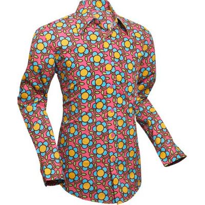 Chenaski | Overhemd 70's, Flowergrid pink