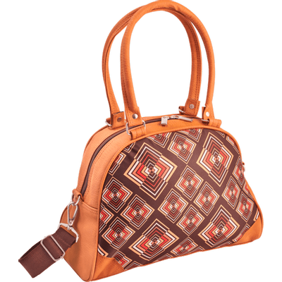 Chenaski | Handtas bowlingbag model, Rhombus brown