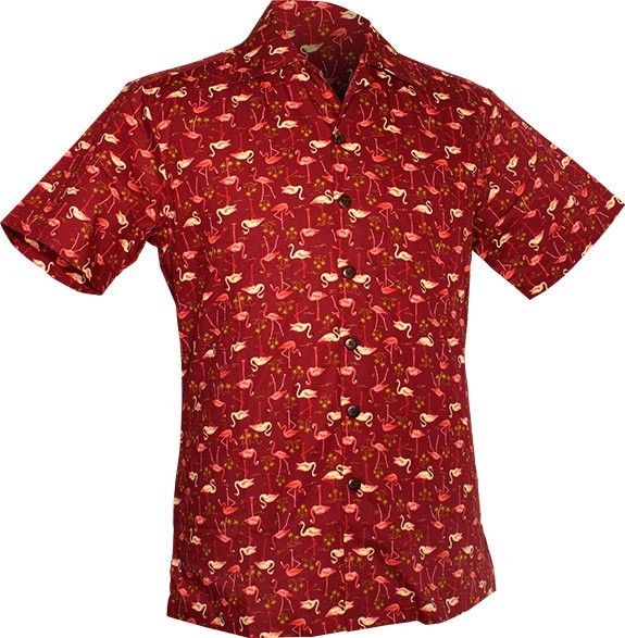 Chenaski | Overhemd korte mouw, Flamingo, bordeaux