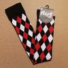 Afbeelding van Flirt | Overknee sokken rood zwart wit geruit
