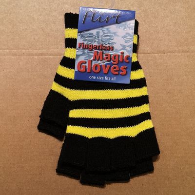 Foto van Flirt | Vingerloze handschoentjes, zwart geel gestreept