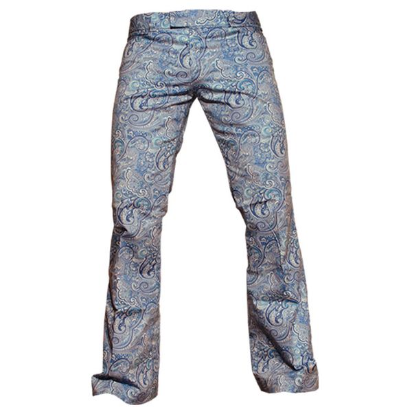Chenaski | Blauwe paisley pantalon met uitlopende pijpen 