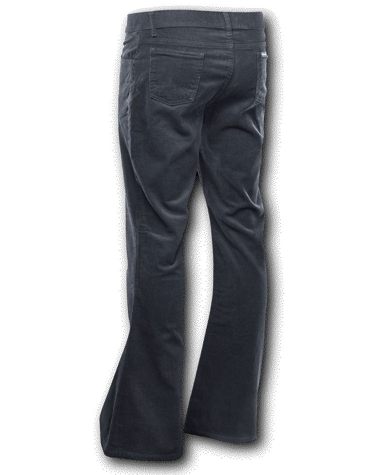 Afbeelding van Chenaski | Ribcord retro broek zwart, wijde pijp normale lengte