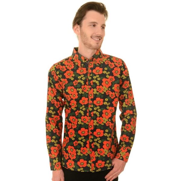 Run & Fly | Overhemd retro, floral poppy button down