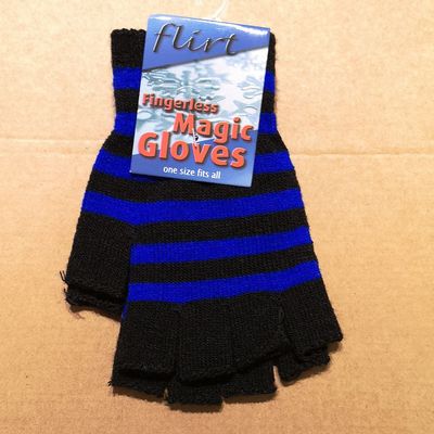 Foto van Flirt | Vingerloze handschoentjes zwart, royal blue gestreept