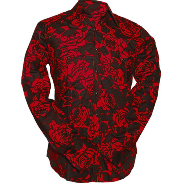 Chenaski | Overhemd Cowboy Roses zwart rood