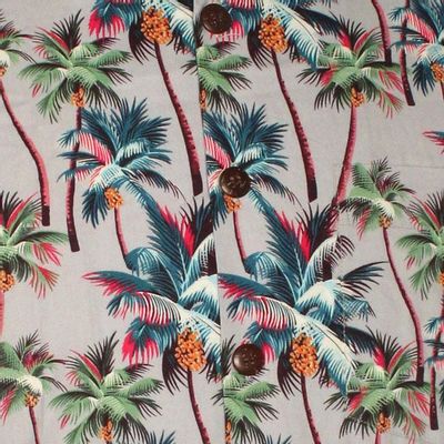 Foto van Chenaski | Overhemd korte mouw, Palm Trees, grijs