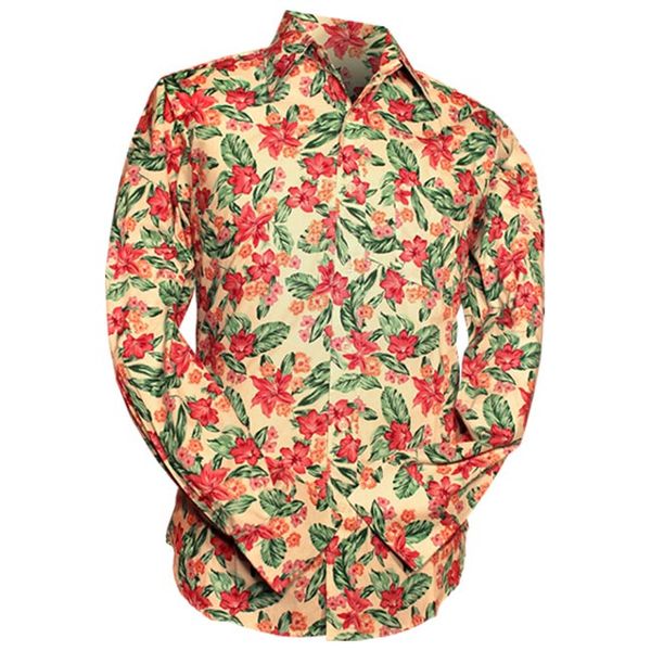 Chenaski | Overhemd 70's Flowers, creme pink green