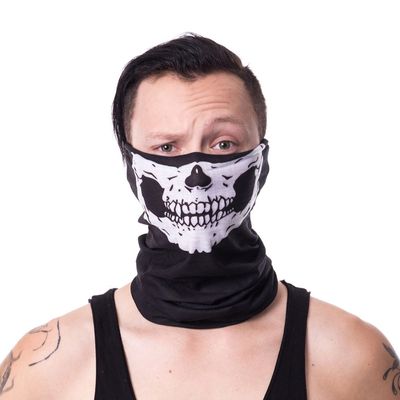 Foto van Poizen Industries | Sjaal masker zwart met skull print