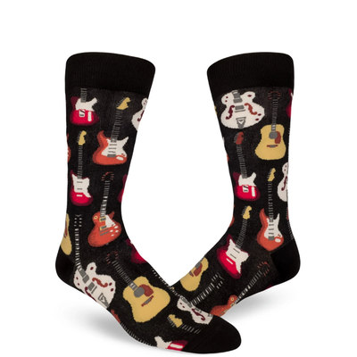 The London Stories | Zwarte sokken met gekleurde gitaren