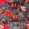 Afbeelding van Chenaski | Overhemd korte mouw, Flamingos in the Jungle, grijs