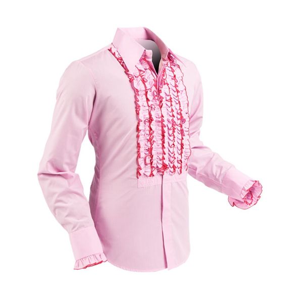 Chenaski | Overhemd ruche rose pink dark pink trim