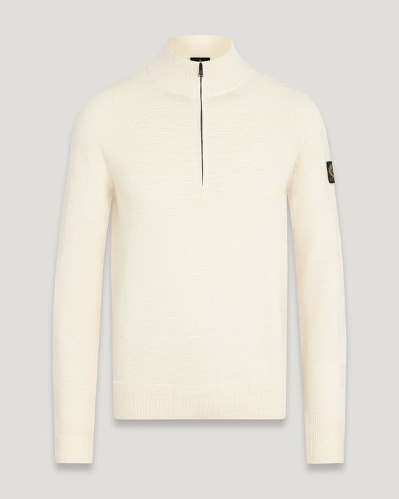 Belstaff Tide Quarter Zip Jumper Cotton Silk Blend Magnolia Belstaff Tide Quarter Zip Jumper Cotton Silk Blend Magnolia