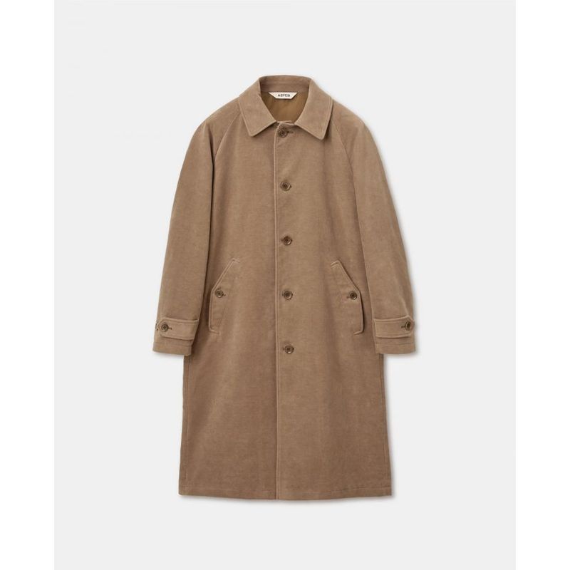 Aspesi Single-Breasted Moleskin Coat Beaver Aspesi Single-Breasted Moleskin Coat Beaver